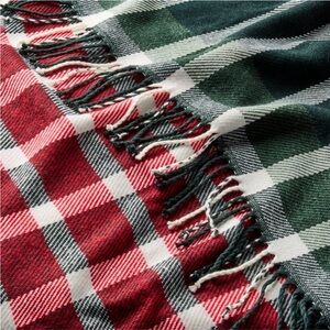 HEARTH & HAND NEW plaid throw blanket -green/red -50x60